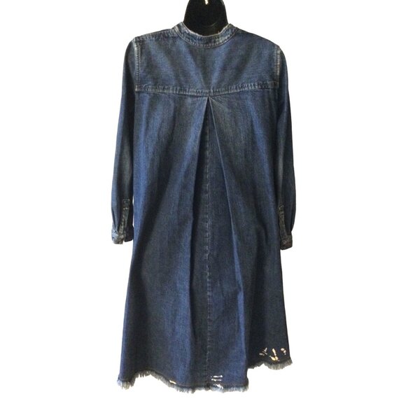 Rachel Comey Navy Villa Frayed Hem Denim Shirt Dress Women's size 4 small S - Picture 2 of 4
